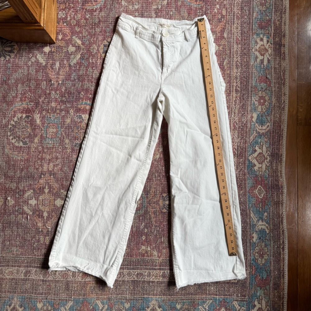 OAT New York 8/29 White Wide-Leg Pants with Raw Hem - Picture 3 of 9